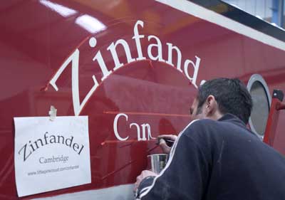 Sign-writer painting Zinfandel's name